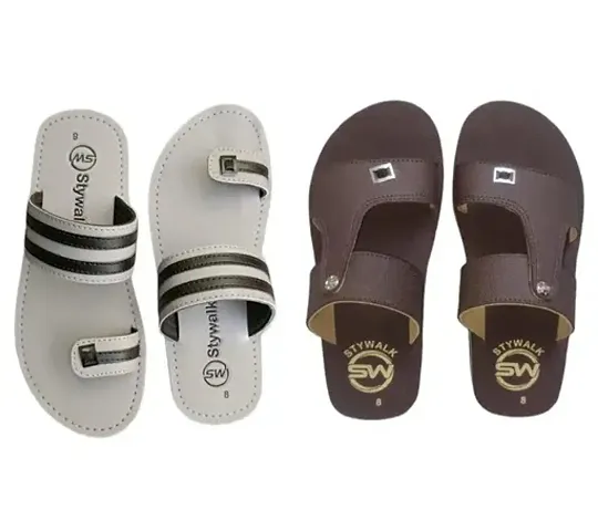 Stylish Synthetic Flip Flops For Men Pair Of 2