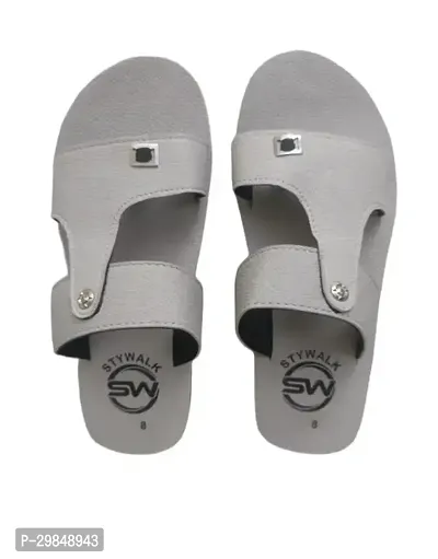 Stylish Grey Synthetic Flip Flops For Men-thumb0