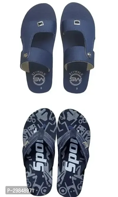 Stylish Blue Synthetic Flip Flops For Men