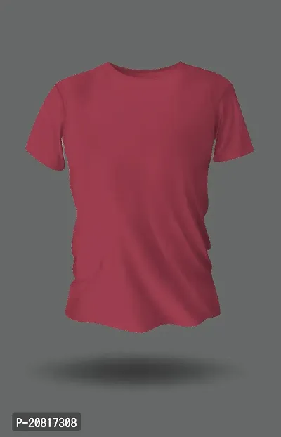 Reliable Maroon Cotton Solid Round Neck Tees For Men