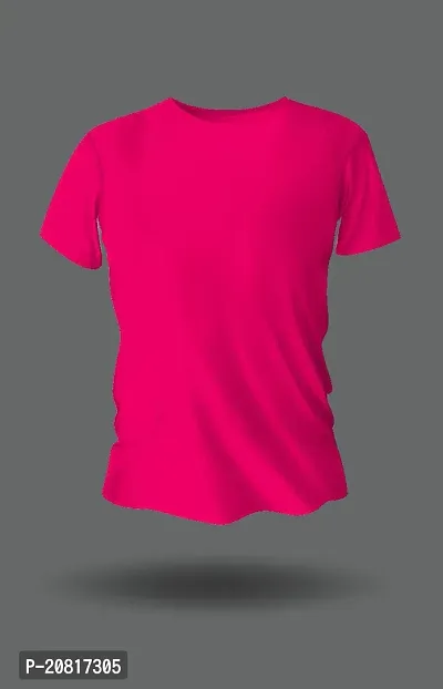 Reliable Pink Cotton Solid Round Neck Tees For Men-thumb0