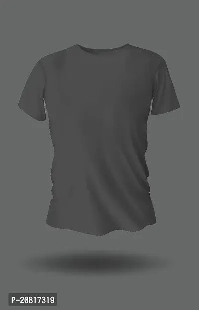 Reliable Grey Cotton Solid Round Neck Tees For Men