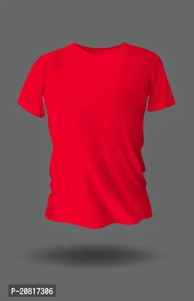 Reliable Red Cotton Solid Round Neck Tees For Men