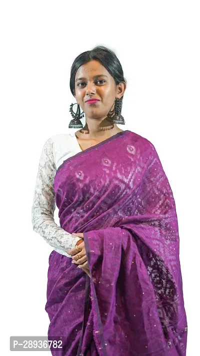 Stylish Purple Cotton Soft Dhakai Jamdani Saree With Blouse Piece For Women-thumb2