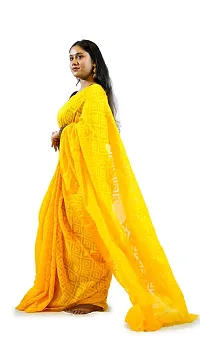 Stylish Yellow Cotton Soft Dhakai Jamdani Saree With Blouse Piece For Women-thumb1