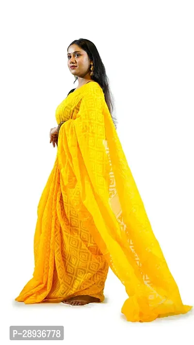 Stylish Yellow Cotton Soft Dhakai Jamdani Saree With Blouse Piece For Women-thumb2