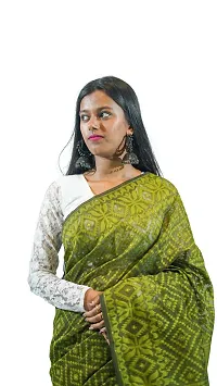 Stylish Pista Green Cotton Soft Dhakai Jamdani Saree With Blouse Piece For Women-thumb1