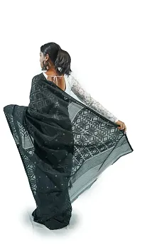 Stylish Black Cotton Soft Dhakai Jamdani Saree With Blouse Piece For Women-thumb2