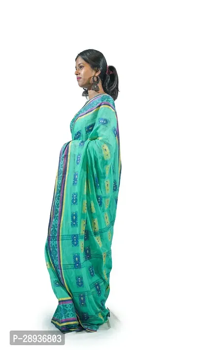 Stylish Firozi Pure Cotton Tant Saree Without Blouse Piece For Women-thumb2