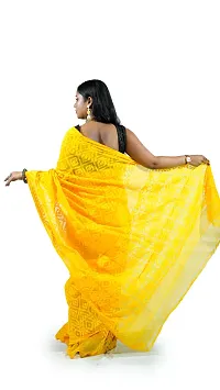 Stylish Yellow Cotton Soft Dhakai Jamdani Saree With Blouse Piece For Women-thumb2