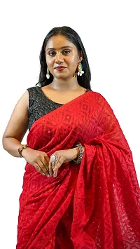 Stylish Red Cotton Soft Dhakai Jamdani Saree With Blouse Piece For Women-thumb3