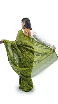 Stylish Pista Green Cotton Soft Dhakai Jamdani Saree With Blouse Piece For Women-thumb3