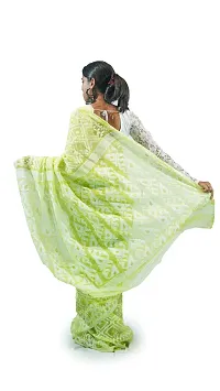 Stylish Light Green With White Cotton Soft Dhakai Jamdani Saree With Blouse Piece For Women-thumb2