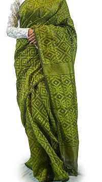 Stylish Pista Green Cotton Soft Dhakai Jamdani Saree With Blouse Piece For Women-thumb2