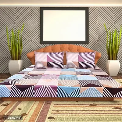 The Dream Weavers Microfiber 144 TC Bedsheet for Queen Size Bed with 2 Pillow Covers 220 cm x 244 cm, (Multicolor)-thumb2