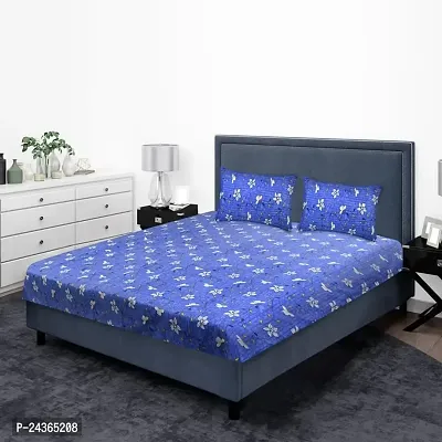 The Dream Weavers Microfiber 144 TC Bed Sheet Double Bed with 2 Pillow Covers 220 cm x 244 cm, (Dark Blue)