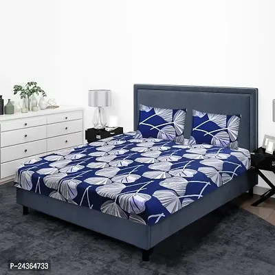 The Dream Weavers Microfiber 144 TC Bedsheet for Queen Size Bed with 2 Pillow Covers 220 cm x 244 cm, (Blue)