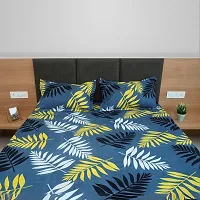 The Dream Weavers Microfiber 150 TC Bedsheet for Double Bed with 2 Pillow Covers 220 cm x 244 cm, (Blue)-thumb1