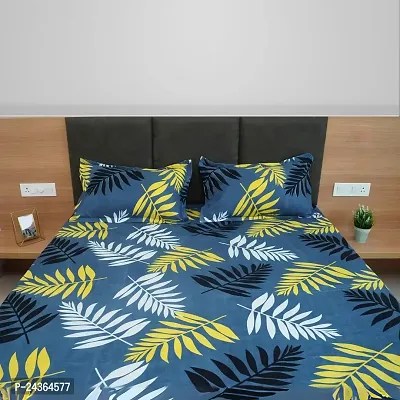 The Dream Weavers Microfiber 150 TC Bedsheet for Double Bed with 2 Pillow Covers 220 cm x 244 cm, (Blue)-thumb2