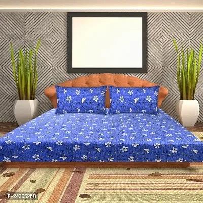 The Dream Weavers Microfiber 144 TC Bed Sheet Double Bed with 2 Pillow Covers 220 cm x 244 cm, (Dark Blue)-thumb2