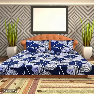 The Dream Weavers Microfiber 144 TC Bedsheet for Queen Size Bed with 2 Pillow Covers 220 cm x 244 cm, (Blue)-thumb2