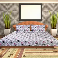 The Dream Weavers Microfiber 144 TC Queen Size Bedsheet with 2 Pillow Covers 220 cm x 244 cm, (White)-thumb1