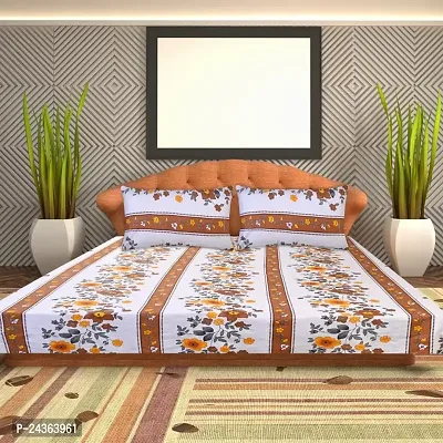 The Dream Weavers Microfiber 144 TC Bedsheet for Double Bed with 2 Pillow Covers 220 cm x 244 cm, (Brown and White)-thumb2