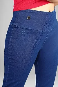 High Waist Broad Belt Denim Ankle Size Royal Blue Jeans Jegging For Womens-thumb1