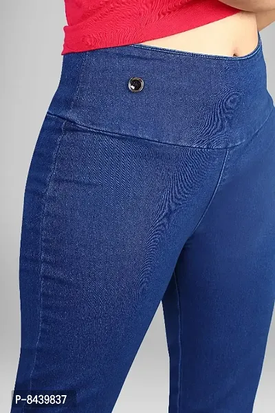 High Waist Broad Belt Denim Ankle Size Royal Blue Jeans Jegging For Womens-thumb2