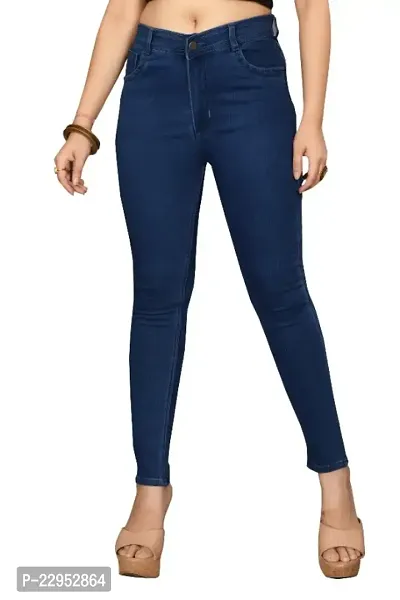 Colors  Threads Skinny one Button High waist Royal Blue jeans-thumb0