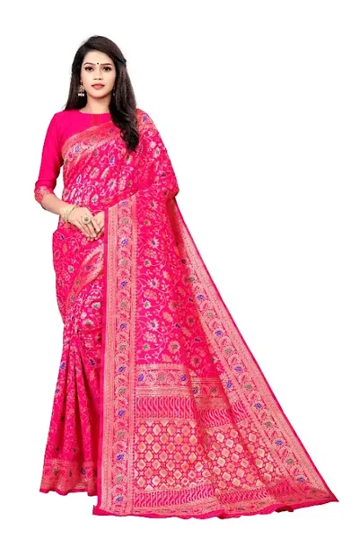 Spacekart Women's Silk Saree with Unstitched Blouse Piece