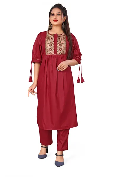 Embroidered Kurta Bottom Set For Women