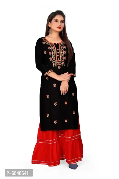 Stylish Rayon Black Kurta Bottom Set For Women