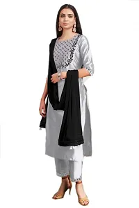 Classic Art Silk Embroidered Kurta, Bottom and Dupatta Set for Women-thumb1