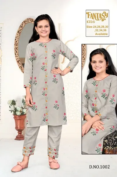 Cotton Embroidery Kurti With Pant For Girls