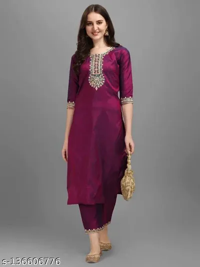 Art Silk Embroidered kurta for women