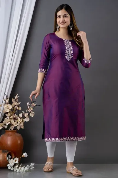 Art Silk Embroidered Kurti For Women