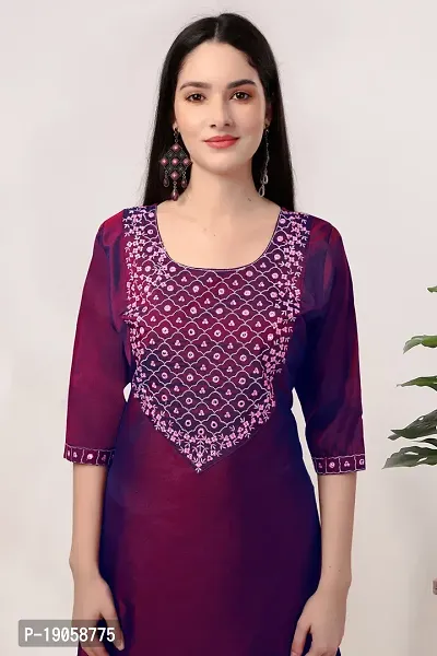 Purple Art Silk Embroidered Kurta Bottom For Women-thumb3