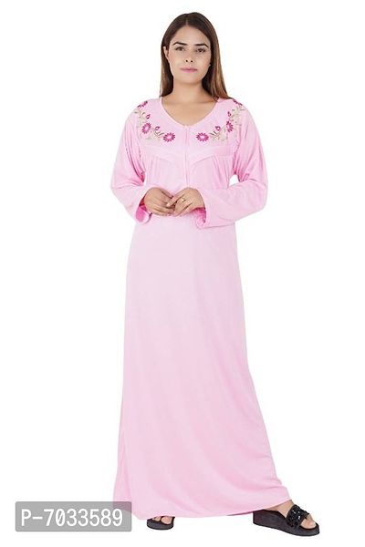 REN STAR Womens Hosiery Cotton, Nursing, Feeding, Maternity Nighty - Zip Opening at Bust - Before and After Baby Multipurpose Night Dress-thumb4