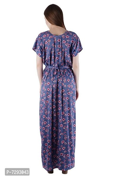 REN STAR Womens Hosiery Cotton Floral Print, Nursing, Feeding, Maternity Nighty - Zip Opening at Bust - Before and After Baby Multipurpose Night Dress-thumb2