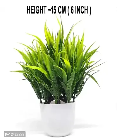 DUCTOR Bonsai Wild Artificial Green Plant with Pot Combo of 2 . Home Decorate H~15cm-thumb2