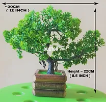 DUCTOR Natural Looking Wild Bonsai Artificial Green Tree Plant with Wooden Pot with Birds . Best Design for Home,Office,Living Room,Table top Decoration . H~22cm ( 8.5 INCH )-thumb1