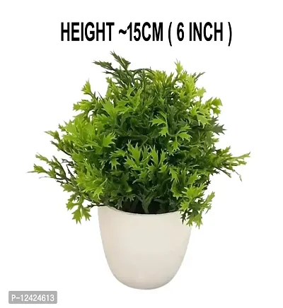 DUCTOR Natural Looking Bonsai Artificial Green Small Plant with Pot Pack of 3 . Best Design for Home,Office Decoration . H~15cm ( 6 INCH )-thumb2