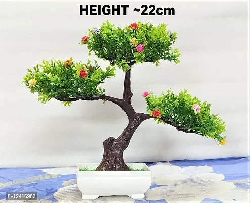 DUCTOR Natural Looking Wild Bonsai Artificial Green Tree Plant with Pot . Best Design for Home,Office,Living Room,Table top Decoration . H~22cm ( 8.5 INCH )-thumb2