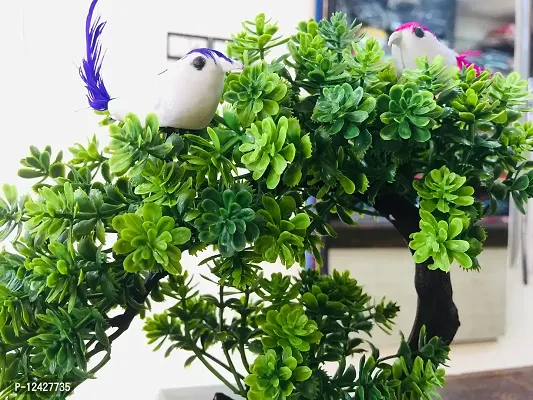 DUCTOR Natural Looking Artificial Plant with Pot with Bird. Best Design for Home,Office Decoration and Gift Item.H~21cm-thumb2