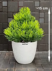 DUCTOR Bonsai Artificial Plant with Pot Combo Set of 4 All Green Different Unique Design for Home , Office, Shop, Balcony Garden Decoration (~14 Cm, Green) Bonsai Wild Artificial Small Plant with Pot-thumb1