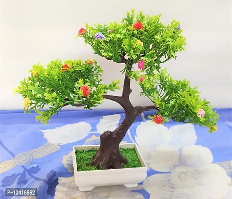 DUCTOR Natural Looking Wild Bonsai Artificial Green Tree Plant with Pot . Best Design for Home,Office,Living Room,Table top Decoration . H~22cm ( 8.5 INCH )