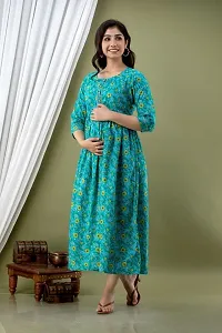 Women's Cotton Floral Printed Anarkali Maternity Feeding Kurti-thumb4