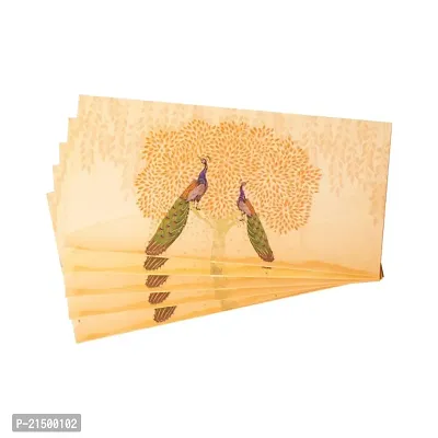 5 Pcs Peacock Pattern Laminated Envelopes - Peach-thumb0