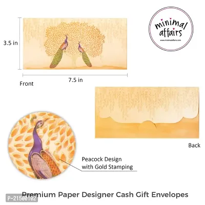 5 Pcs Peacock Pattern Laminated Envelopes - Peach-thumb3